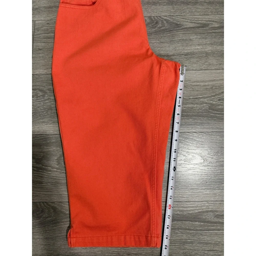 Jeanology Women‎ Orange Denim Shorts Cotton 5-Pocket Waist 36 in  Mid-Length